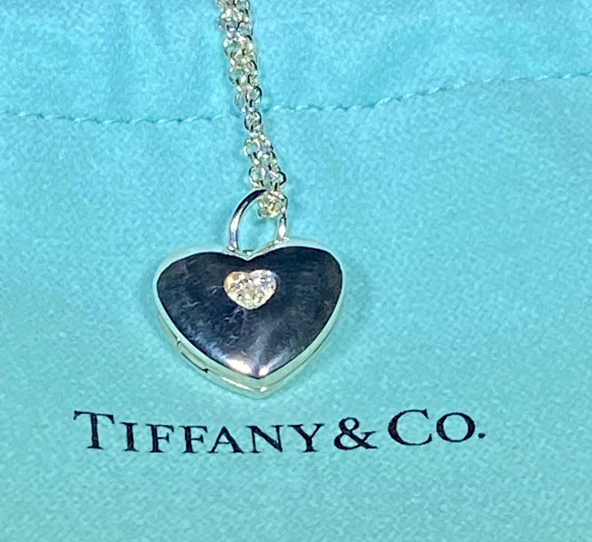 Tiffany & Co Silver Large Heart Locket Pendant Charm For