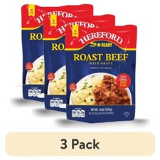 Fully Cooked Roast Beef with Gravy Ready to Eat Shelf Stable Pouch 10 oz 3 Pack
