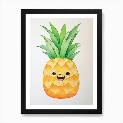 Friendly Kids Pineapple 1 Art Print Framed Wall Art Poster Canvas Print Picture