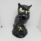 Fenton Black Halloween Hand Painted Owl 2004 M93