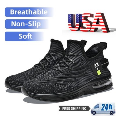 Mesh Running Shoes Men's Street Sports Shoes Breathable Non-slip Sneakers Black