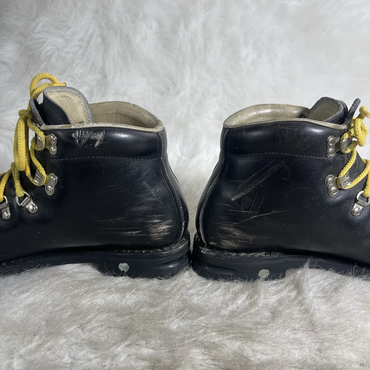 Asolo Sport Snowing Boots Black Leather Yellow Laces Made In Italy