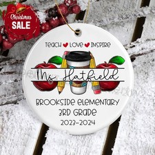 Personalized Teacher Ornament, Teacher Gifts, Gift From Student, Christmas Or...