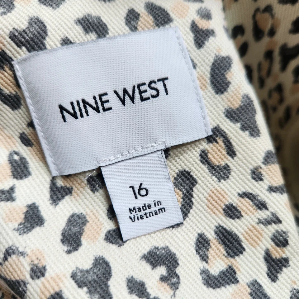 NUEVO CON ETIQUETAS Chaqueta Blazer Nine West Talla 16 Estampado Animal Denim Oficina Negocios Informal Foto 4 de 4