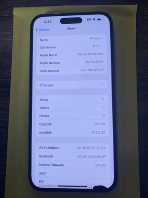 14 promax 256gb unlocked 87% ( Read Description)