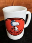 Vintage 1969 Avon Peanuts Snoopy Red Baron Milk Glass Mug Cup 60s Collectible