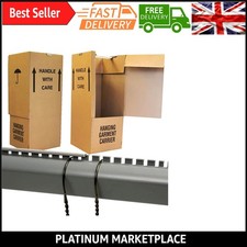 Heavy-Duty Moving Wardrobe Boxes - 5 Pack with Hanging Rails, Strong Cardboar...