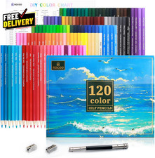 120 Colored Pencils Set Soft Core for Coloring Drawing Sketching with Sharpener  
