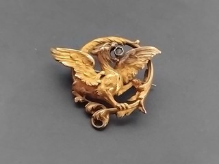 Alte vergoldete Chimäre Drachen Brosche Dragon Chimera gold plated brooch