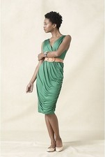 Anthropologie Emerald Green Wicklow Dress Deletta M Ruched 8 NEW comfortable