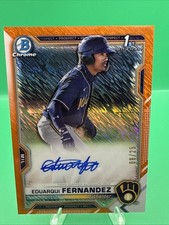 2021 Bowman Chrome Prospect Orange Refractor 16/25 Eduarqui Fernandez Auto