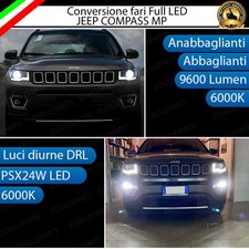 CONVERSIONE FARI FULL LED JEEP COMPASS MP 9600 LUMEN 6000K BIANCO CANBUS