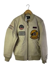 AVIREX AGED Leather BLOUSON/Leather Jacket/ L/sheep Leather/Creamy White