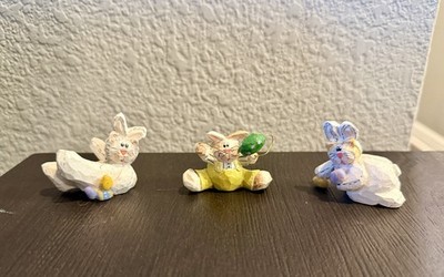 Vintage Kittens Dressed as Easter Bunnies Figurines by Eddie Walker - Set of 3
