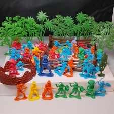 Vintage 1980s Toys Cowboys and Indians Little Army Men Set 59 pieces total
