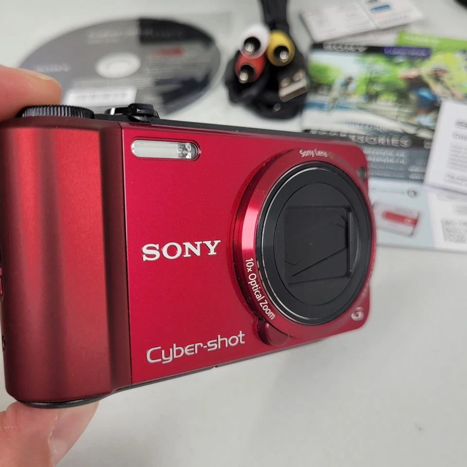 Sony Cyber-Shot DSC-H70 16.1MP 10x Optical Zoom Red Digital Camera Charger 2xBat - Image 3 of 4
