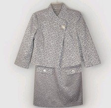 Michael Kors Jacquard Size 4 MiniDress & Jacket Grey/Silver Sleeveless Leopard