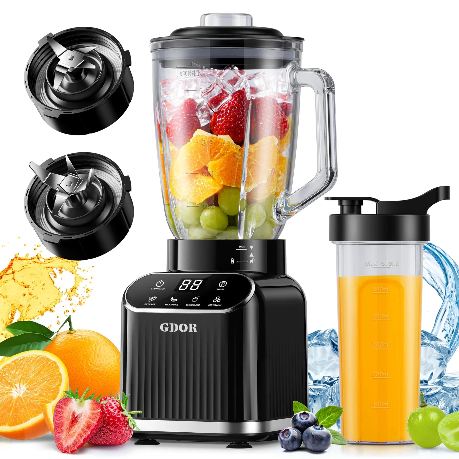 Professional Blender for Kitchen, 1200 Peak Watts Smoothie Blender, 5 Functio...