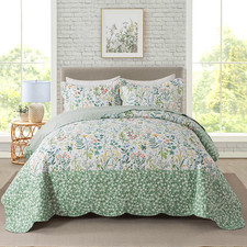 3-Piece Floral Quilt Super King Quilt Bedding Set, Ultra Soft Fade Resistant S