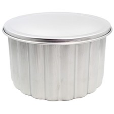 Portuguese Fluted Aluminum Pudding Mold with Lid - Traditional Flan Bakeware