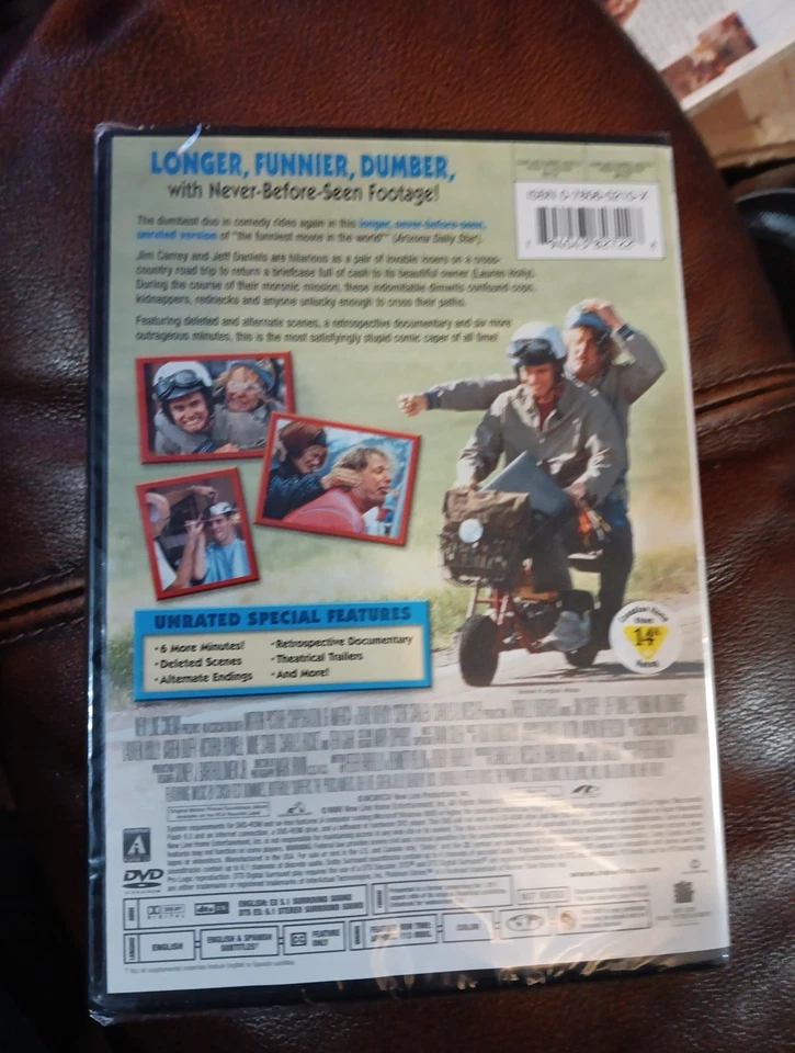 DUMB AND DUMBER UNRATED DVD JIM CARREY NEW SEALED Fast Shipping 1994 Extra Foota - Imagem 3 de 4