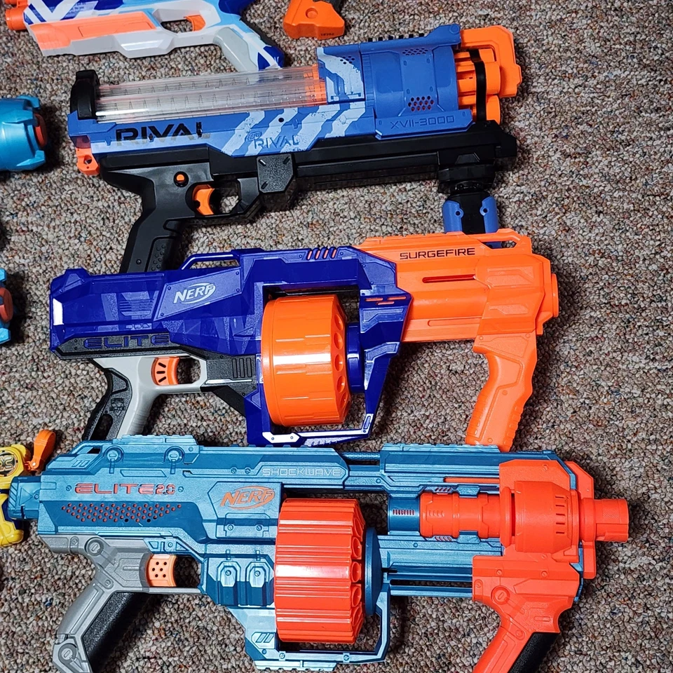 NERF Gun Lot of 12 Blasters Longshot CS-6 Rival XV-3000 SurgeFire Shockwave Set - Image 3 of 4