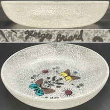 Georges Briard Butterfly White Snow Soup/Cereal Bowl Trinket Dish c1970s USA 7"d