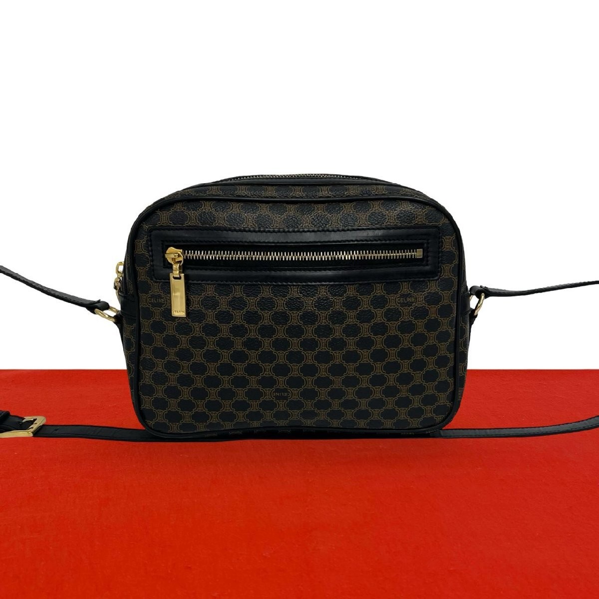 Extreme Excellent CELINE × Vintage Macadam Blason Triomphe Pattern Leather...