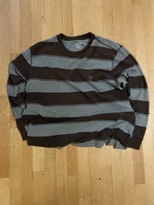 Chaps Cotton Pullover Sweater Striped Brown Gray XL Long Sleeve Knit