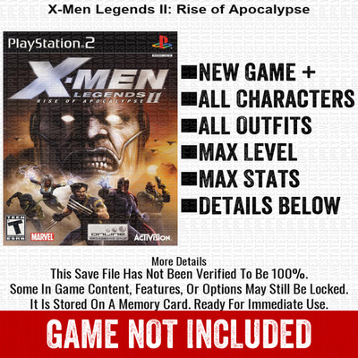 X-Men Legends II Rise of Apocalypse 2005 100% PS2 Memory Card All CHEATS ITEMS