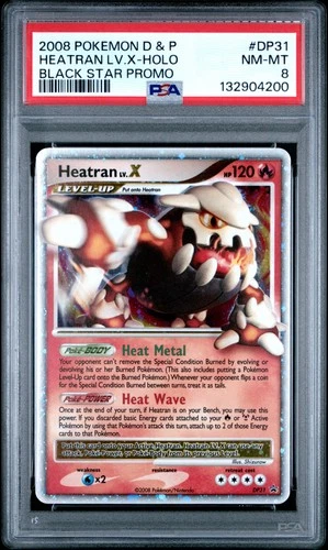 2008 POKEMON DIAMOND & PEARL BLACK STAR PROMO #DP31 HEATRAN LV.X-HOLO PSA 8
