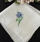 Vintage  Petit Point Iris Flowers Hanky