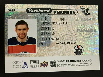 2018-19 Upper Deck Parkhurst Permits PA-21 Leon Draisaitl