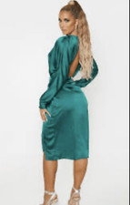 Pretty Little Thing Stain Emerald Green Backless Midi/ Maxi Dress
