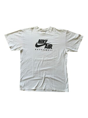 Vintage Y2K Nike Air Basketball T-Shirt Mens X-Large White w/ Grey