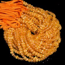 100 Natural Citrine Gemstone Box Shape Faceted Beads 4X4 mm Strand 8" EB-532
