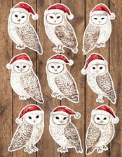 Santa Hat Owl Die Cut Vinyl Stickers Set Scrapbooking Laptop Waterbottle