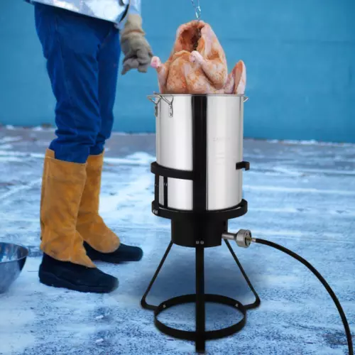 30 Qt Aluminum Turkey Deep Fryer Kit Stock Pot Propane Gas Stove Burner with Lid