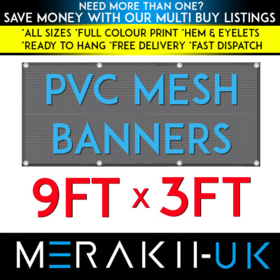 9 Fuß x 3 Fuß Mesh PVC Personalisiert Banner Outdoor Vinyl Werbeschild NEU