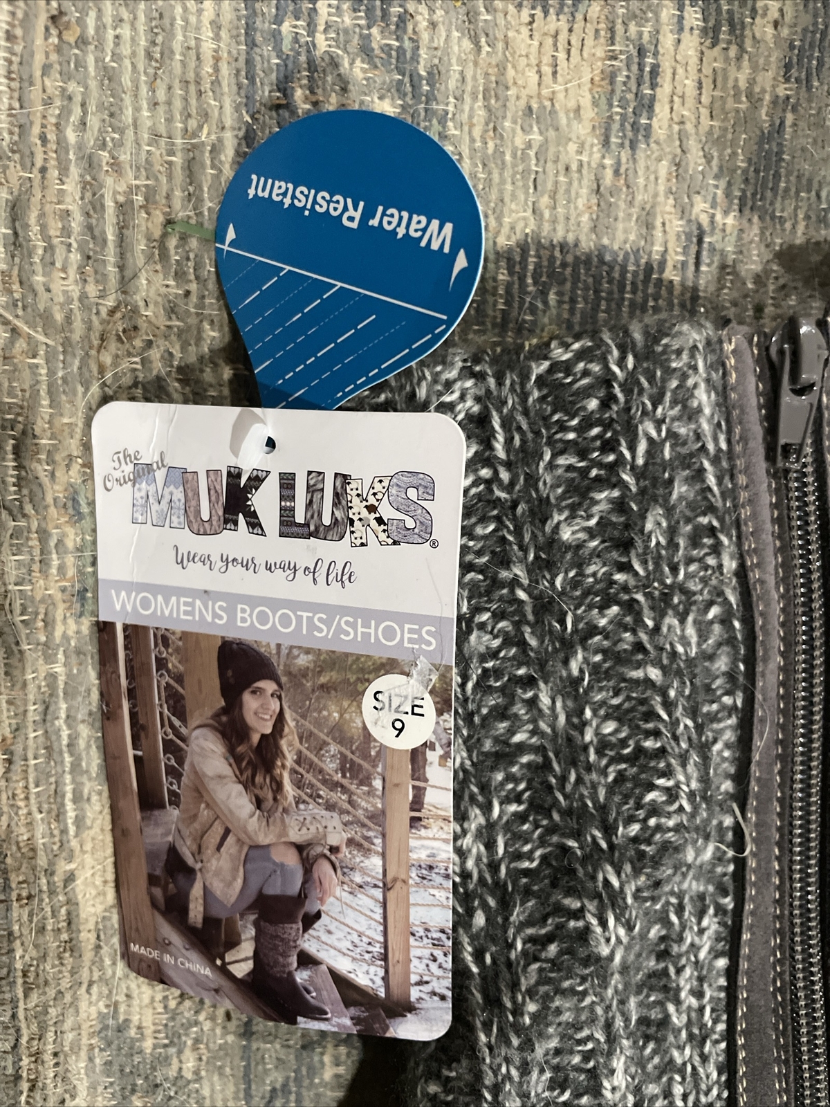 NEW Muk Luks 16204 Gray Water Resistant Side-Zip Winter Snow Boots Womens Size 9