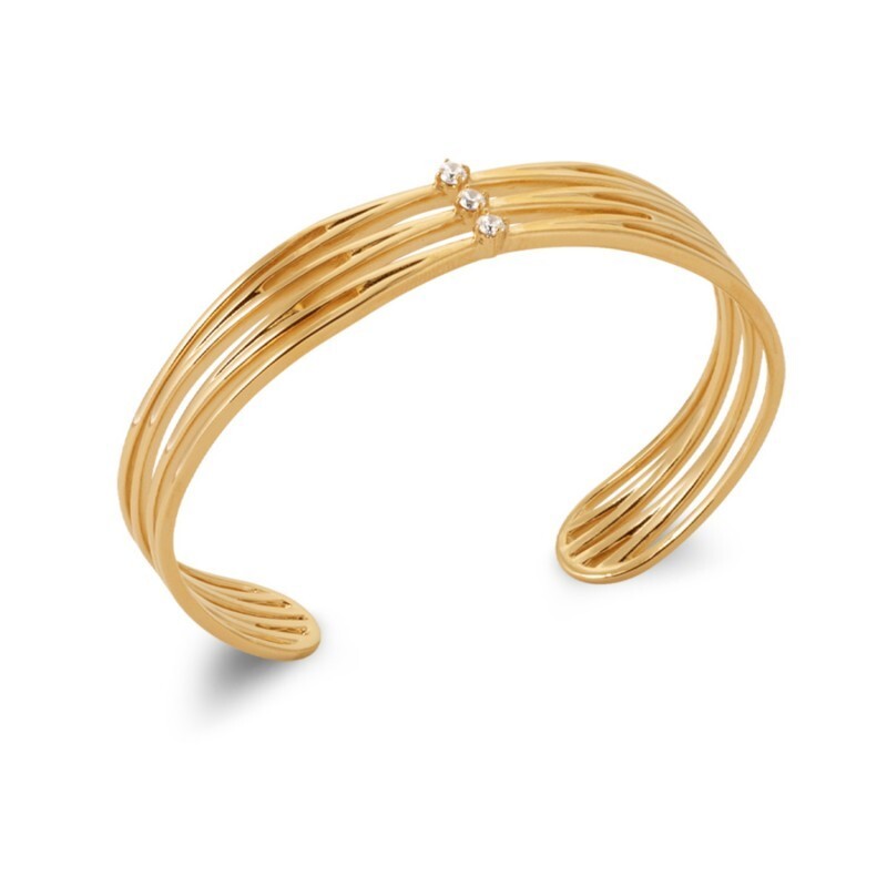 Bracelet jonc motif entrelacés zirconium plaqué-or pour vos soirées