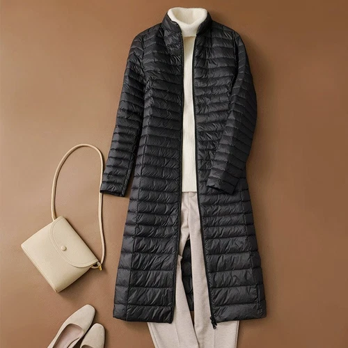 Packbare ultraleichte Damen-Daunenjacke Parka Winter gefütterte lange Mäntel USA - Bild 3 von 14