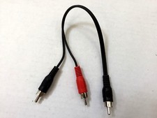 2 Cables-RCA Male Plug to 2 RCA Male Plugs Audio Y-Splitter Cable/ Cord 11" Long