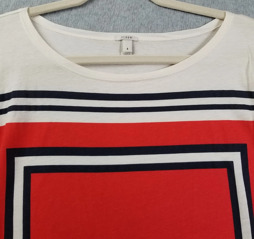 Camiseta J.CREW Mujer Pequeña Doble Cuadrada Gráfica Camiseta 41698 Elástica Algodón Transparente Foto 2 de 4