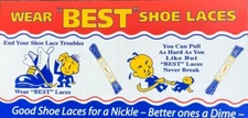 1950s BEST Shoe Laces Cardboard Advertising Store Display SIGN "Superb Graphics"