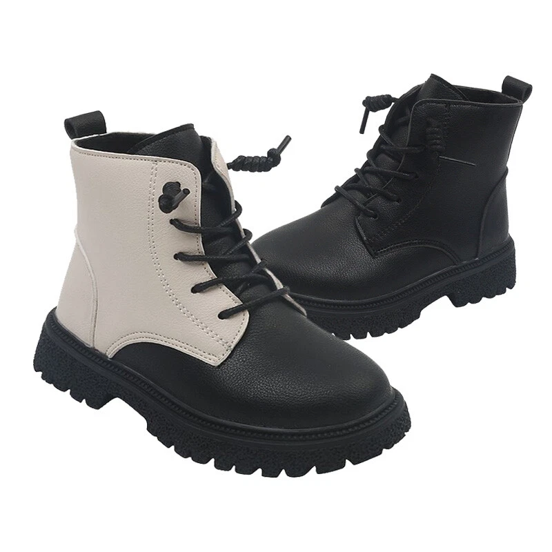 Girls Teens Zip Up Ankle Boots Chelsea Childrens School Hiking Combat Shoes UK