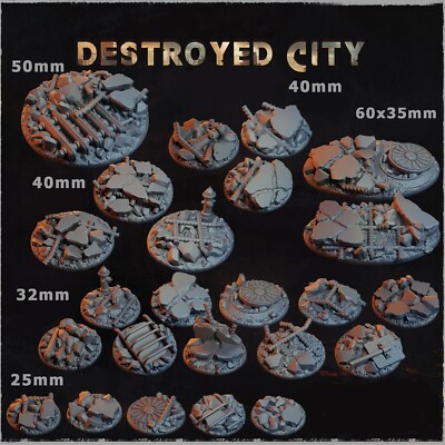 Warhammer 40K/AOS Harzbasis Topper Wargaming Destroyed City (kleine Basen)