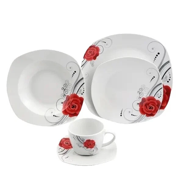 Vajilla de melamina negro Floral & serveware
