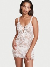 NWT Victoria's Secret S MINI SLIP dress WHITE lace BRIDAL I DO bride