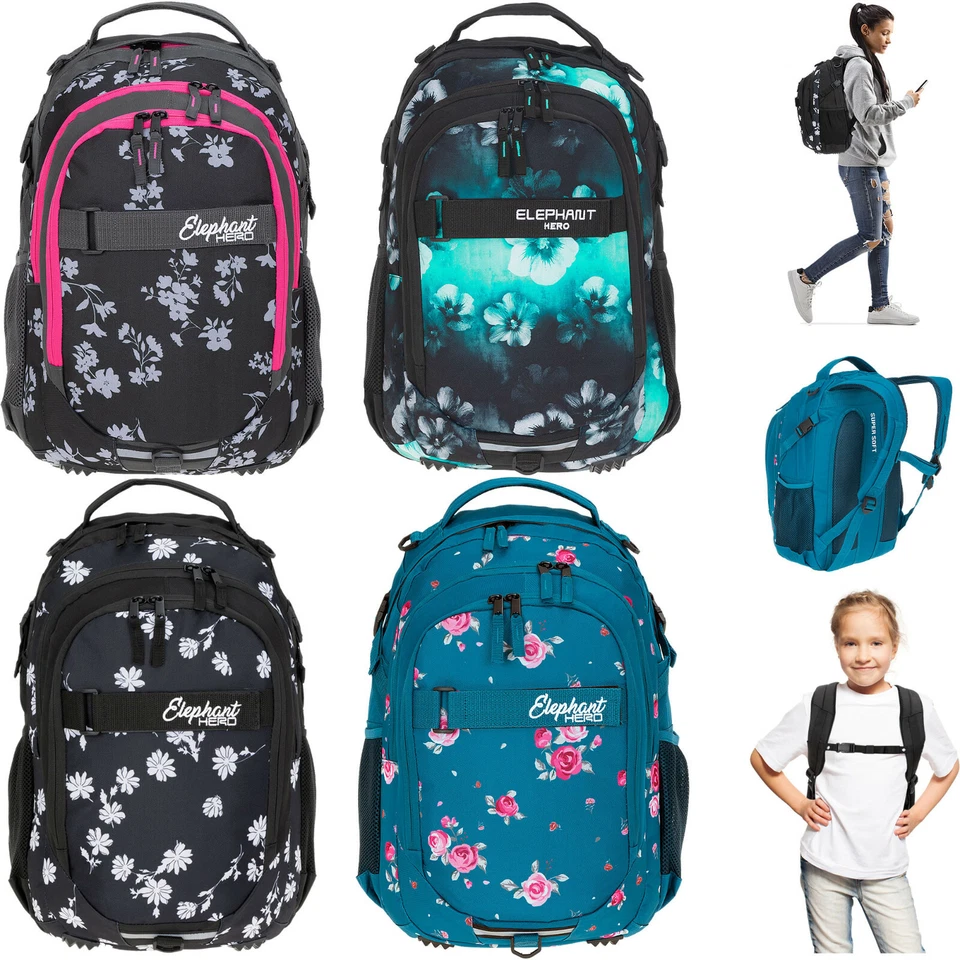 Rucksack Mädchen Schulrucksack Elephant Signature Schultasche 12800 Flower Wahl
